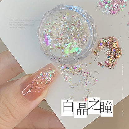 Nail art European foil laser glitter sequins material package flashing large sequins fantasy color mixed color thin nail decorations