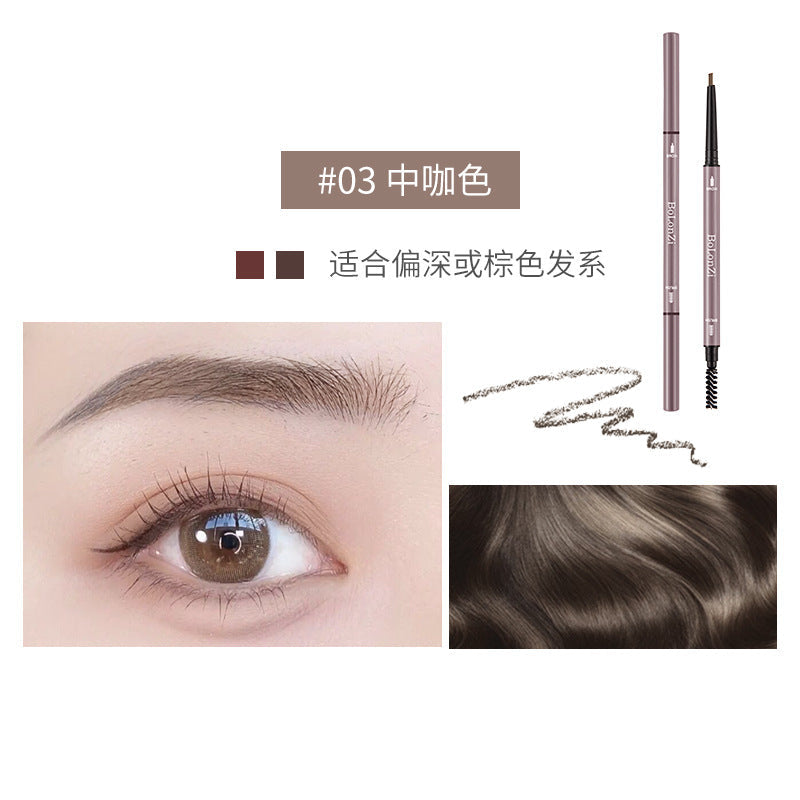 BOLONZI Morandi ultra-fine double-headed eyebrow pencil small triangle machete slender waterproof and sweat-proof not easy to smudge wholesale 