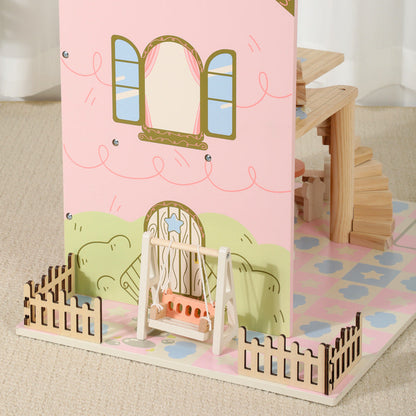 Children's wooden bedroom furniture baby role play desktop simulation princess doll house villa play house toys