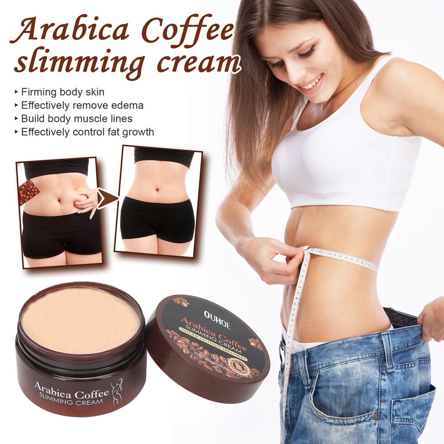 OUHOE Coffee Slimming Cream Firms Belly Fat Arms Goodbye Fat Belly Massage Lazy Body Shaping Cream 