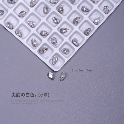 Nail art diamond jewelry special-shaped diamond white crystal transparent color pointed bottom crooked heart axe water drop rectangular butterfly nail diamond