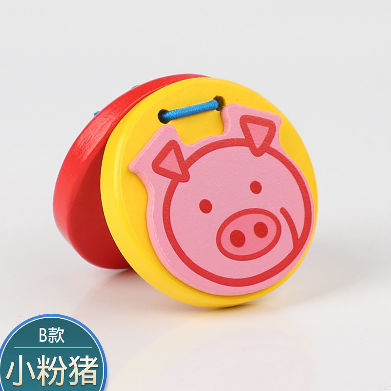 Children's wooden variety of cartoon animal castanets Orff musical instruments round early childhood enlightenment educational musical instrument board