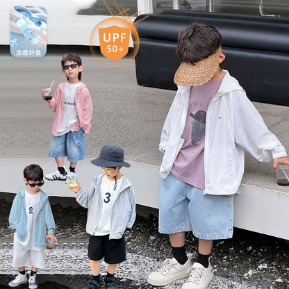 Children's clothing boys sun protection clothing children's sun protection clothing summer thin style 2024 new baby hooded skin clothing jacket