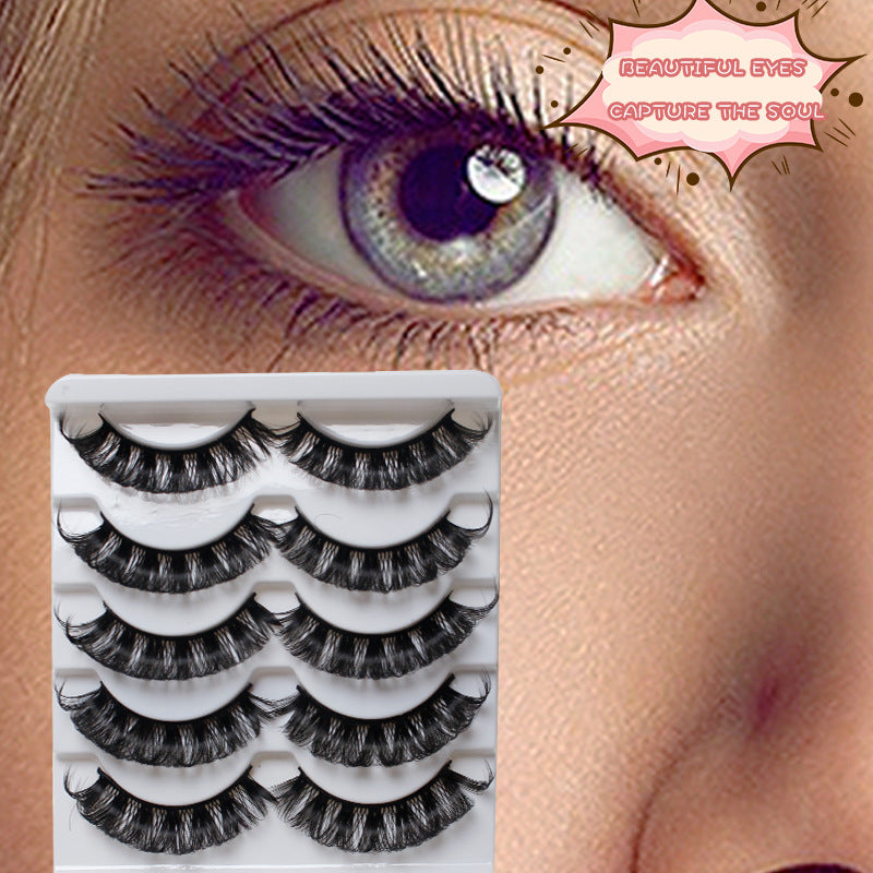 DINGSEN false eyelashes factory cross-border stable supply 5 pairs of eyelashes set Russian curvature DD curl eyelashes