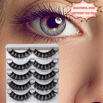 DINGSEN false eyelashes factory cross-border stable supply 5 pairs of eyelashes set Russian curvature DD curl eyelashes