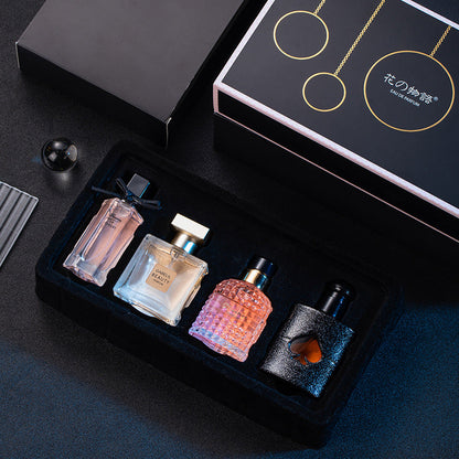 Flower Story Women's Perfume Set Gift Box Lasting Light Fragrance Live Broadcast Hot Black Opium Perfume Four-piece Set Wholesale 