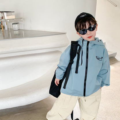 [Clearance Sale] Children's Hooded Letter Cardigan Jacket 2023 Autumn Boys and Girls Handsome Loose Jacket