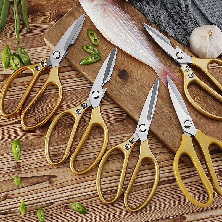 Hot sale stainless steel kitchen scissors multifunctional barbecue food chicken bone scissors Japanese style strong aluminum handle scissors SK5 scissors