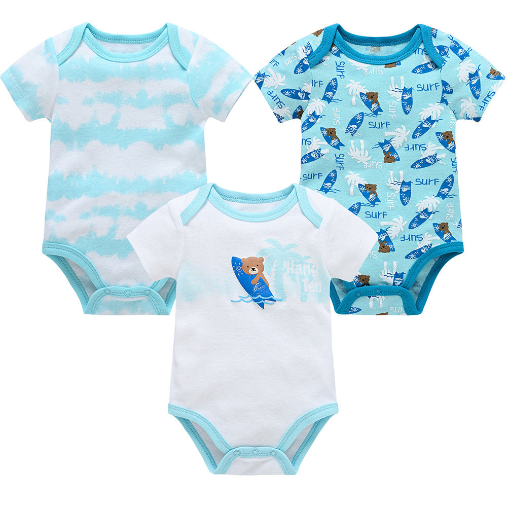 romper baby clothes 3-piece set baby summer European and American bodysuit short-sleeved baby jumpsuit cross-border manufacturer