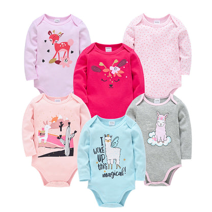 Cross-border factory baby jumpsuit autumn long-sleeved 6-piece set girls European and American jumpsuit children's clothes wholesale 