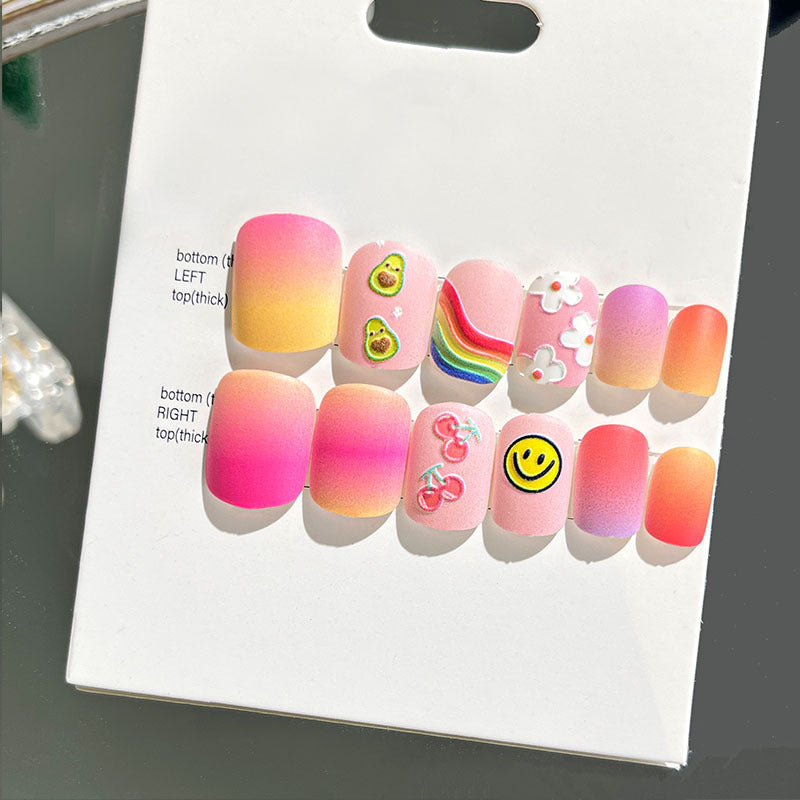 Wearable nail art finished nail pieces adult short bridal style embossed nude 2023 new nail stickers