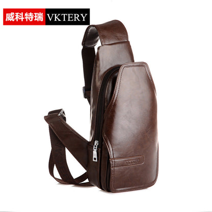 Vicoteri trendy men's chest bag Korean style fashion black men's chest bag British crossbody men's chest bag