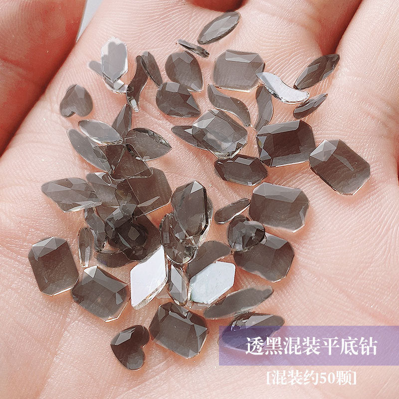 Cross-border nail art crystal flat bottom diamond sea salt bubble nail art AB diamond jewelry flat bottom mixed diamond nail art jewelry wholesale