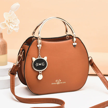 Korean fashion girl style shell small bag western style cat messenger bag ladies shoulder bag solid color small bag handbag 