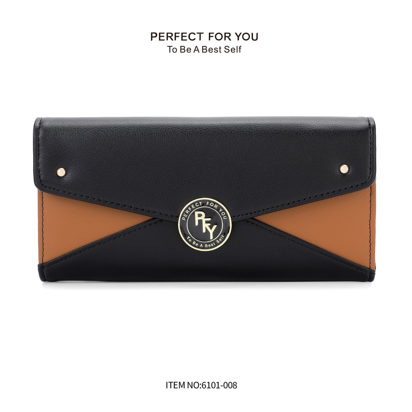 forever young bag contrast color stitching PU long wallet women's three-fold large capacity coin purse wholesale 