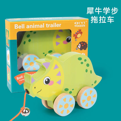 Children's early education educational wooden baby animal hand push tractor infant 0-3 years old toddler tractor toy