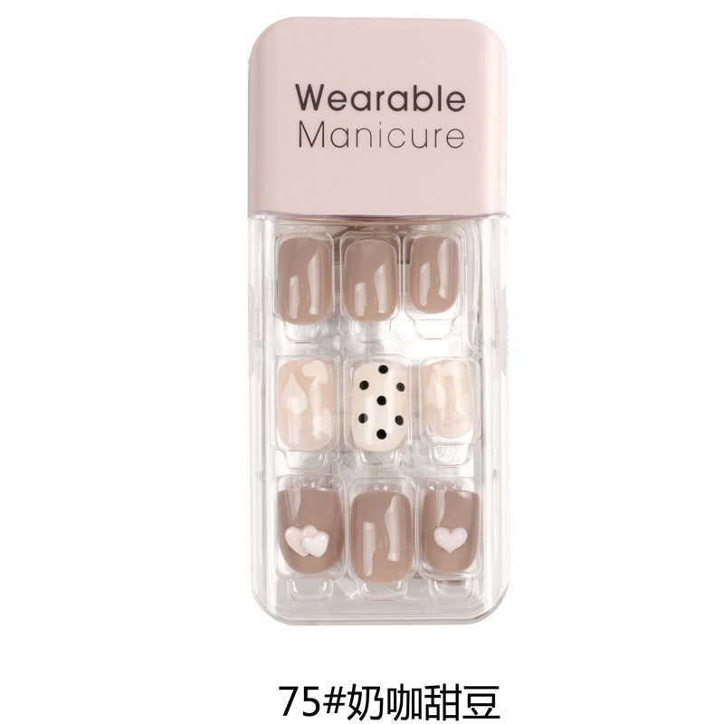 BK wearable nail art patch finished product wholesale spring and winter whitening jelly glue wear and tear square nail piece nail30