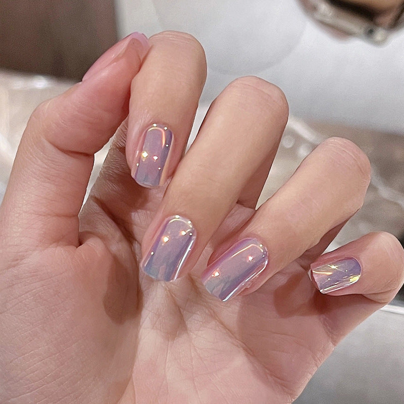 Wearable nail art nail tips wholesale ice transparent pure desire style Xiaohongshu hot-selling alloy bow nail stickers finished products