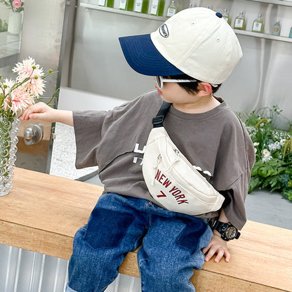 Children's letter shoulder bag casual versatile boy chest bag breathable Korean version boy baby waist bag travel letter bag