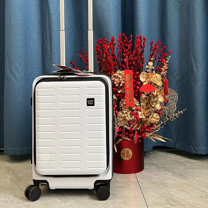 Front opening design suitcase for women, large capacity travel password box, strong, thickened and durable trolley case for men, 20 inch boarding 