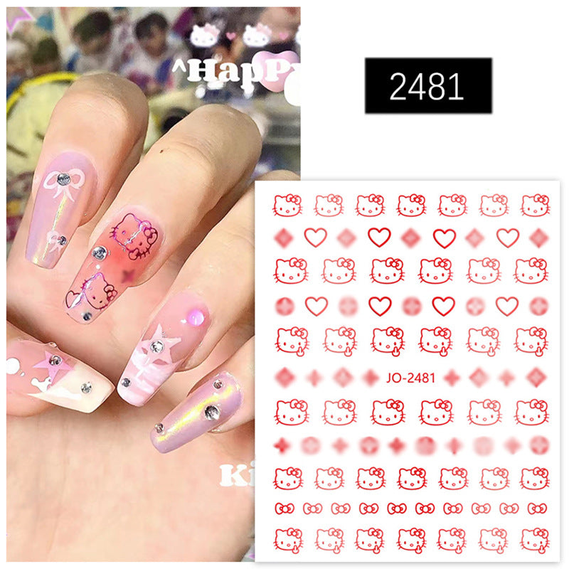 Nail stickers cute cartoon KT cat head star love Hello Kitty Kitty adhesive stickers nail decals wholesale