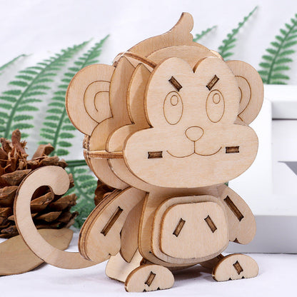 Children's wooden cartoon animal 3D puzzle baby early education 3D wooden puzzle educational toys