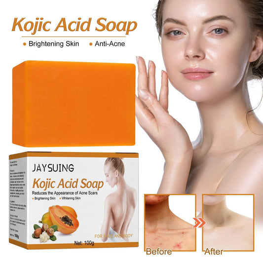 Jaysuing Kojic Acid Soap ធ្វើអោយស្បែកភ្លឺថ្លា បំបាត់ស្នាម សម្អាតយ៉ាងជ្រៅ ធ្វើអោយស្បែកទន់រលោង បំបាត់ស្នាម សាប៊ូថែរក្សាស្បែក 