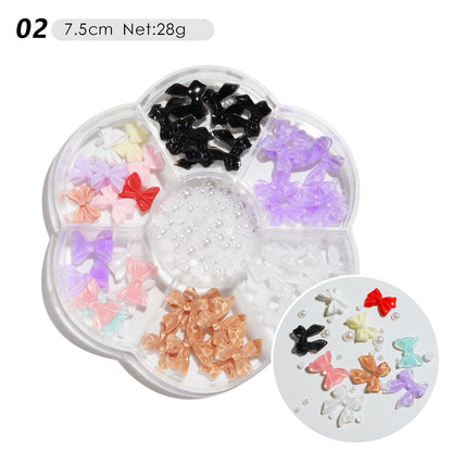 Nail accessories flower bow aurora patch bear rhinestone pearl mixed nail decoration diamond sequins wholesale