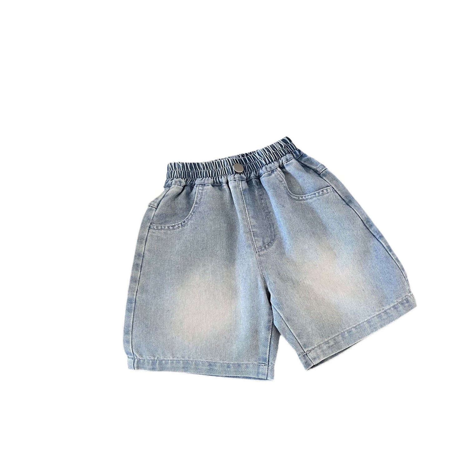 Children's clothing shorts 2024 summer new boys light color versatile fashion denim shorts children's trendy embroidered shorts