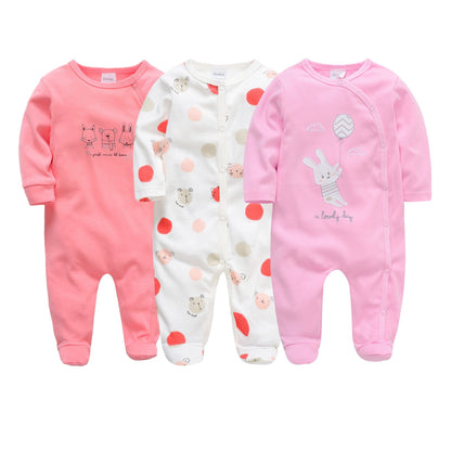 Newborn baby clothes 3-piece set autumn cartoon infant onesie cute long-sleeved crawling clothes baby clothes