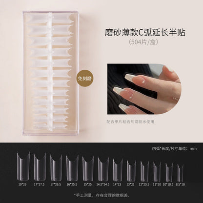 Nail art thin nail pieces without carving and grinding trapezoidal water drop almond frosted full stickers half stickers to extend the nail art shop can be folded without traces