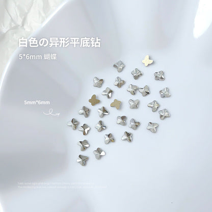 Nail jewelry flat bottom special shaped diamonds large and small mini water drop love square diamonds transparent diamonds white crystal wholesale