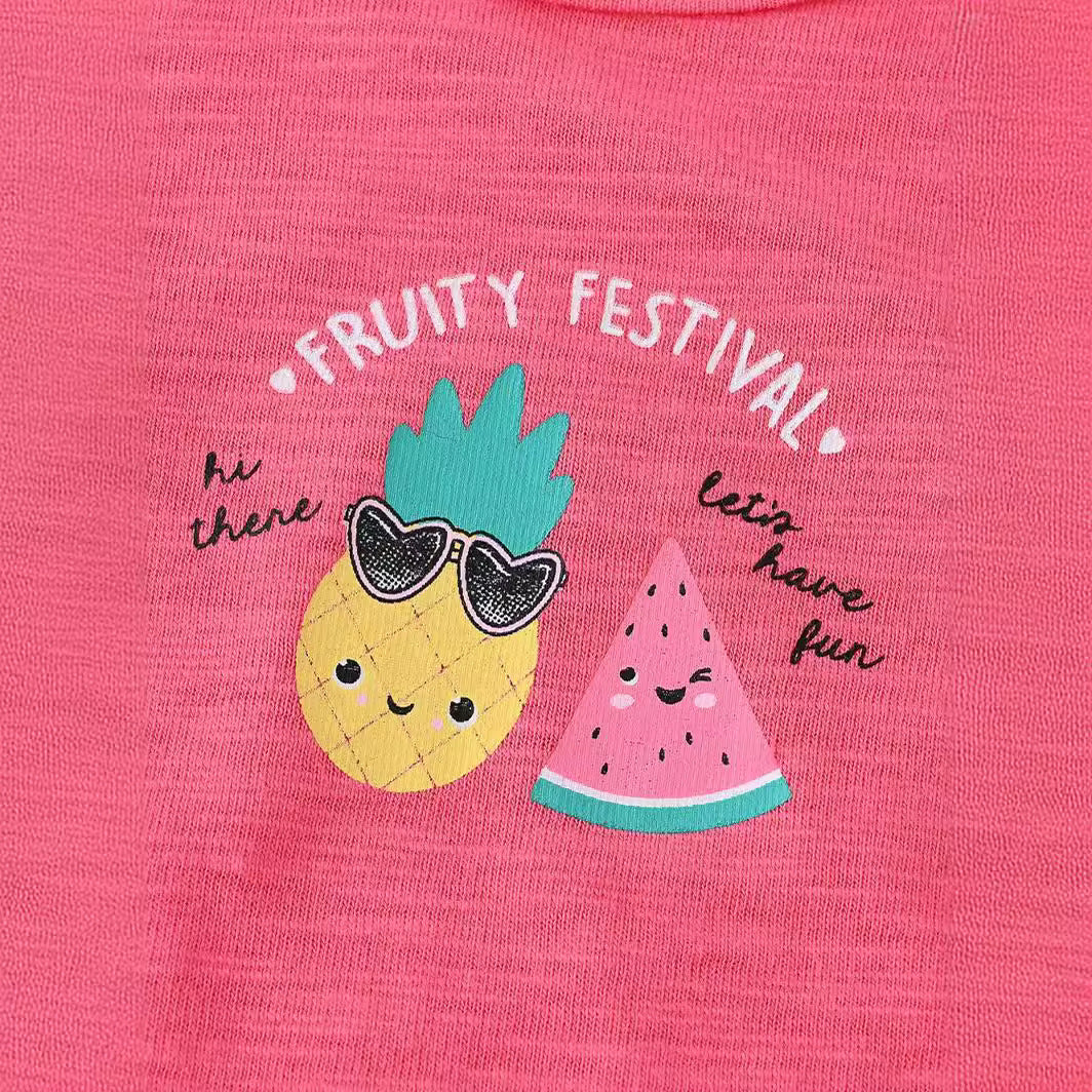 2024 Summer T-shirt Fruit Letters Girls Top Round Neck Short Sleeve Infant Bottom Shirt Spot Children T-shirt Manufacturer 