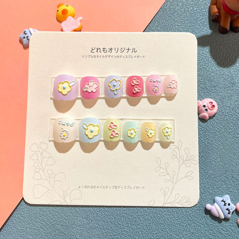 Children's nail stickers girls wear nails self-adhesive nail stickers cartoon cute princess false nail pieces embossed nail pieces