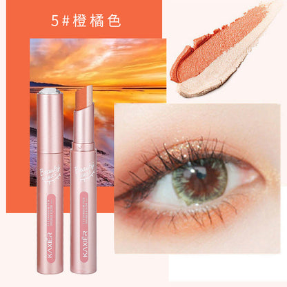 Cahill gradient two-color eyeshadow pen pearlescent glitter earth color not easy to smudge makeup lazy eyeshadow stick