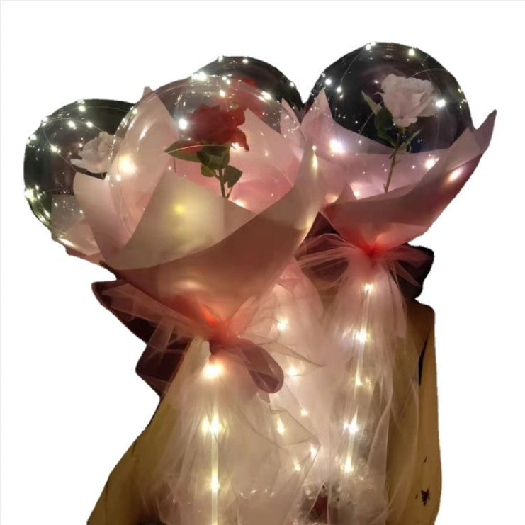 Rose flower ball luminous net red confession balloon wedding night market stall with light bouquet balloon wholesale