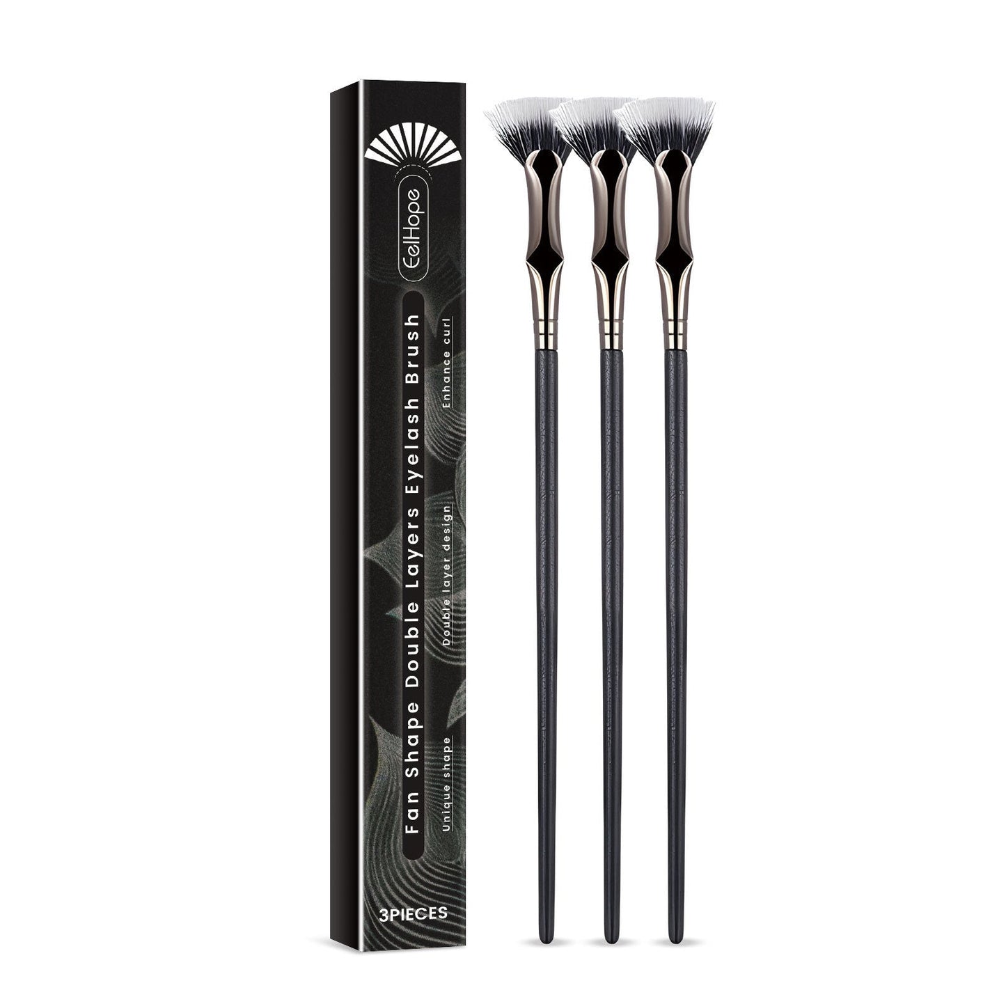 Eelhope fan-shaped double-layer eyelash brush, each eyelash is distinct, fan-shaped eyelash brush, angled eyeliner brush, lower eyelash brush 