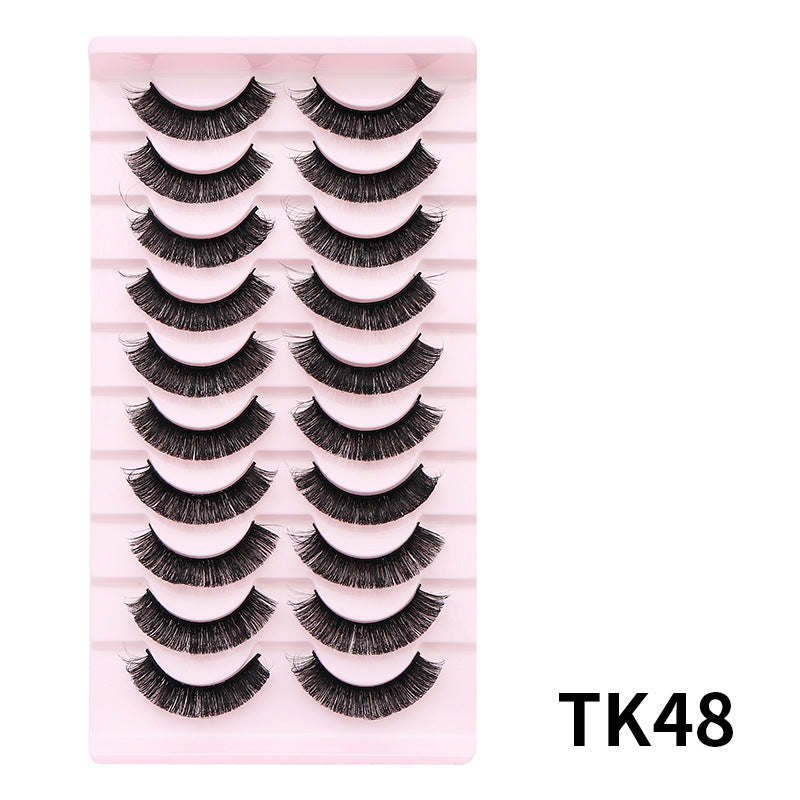 DINGSEN false eyelashes factory cross-border stable supply 10 pairs of DD holiday eyelashes Russian curling set