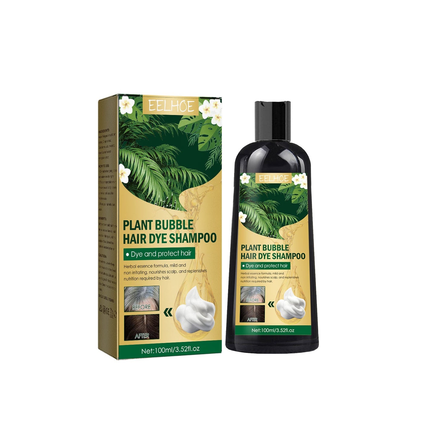 EELHOE plant bubble hair care សក់ខ្មៅធម្មជាតិ ព្យាបាលសក់ខ្មៅ ងាយស្រួលលាប ជាប់បានយូរ ស្រាល និងមិនរមាស់ 