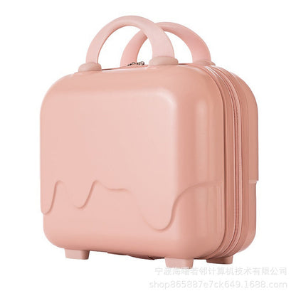 Ice cream bubble suitcase for women 14 inches small fresh and light mini souvenir student suitcase storage makeup box 