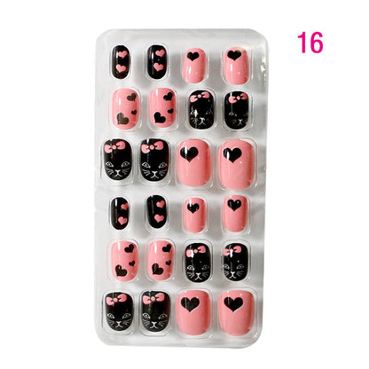 Zhifei nail art 24 pieces bagged wearable wearable nail pieces finished nail art children's nail art finished nail pieces