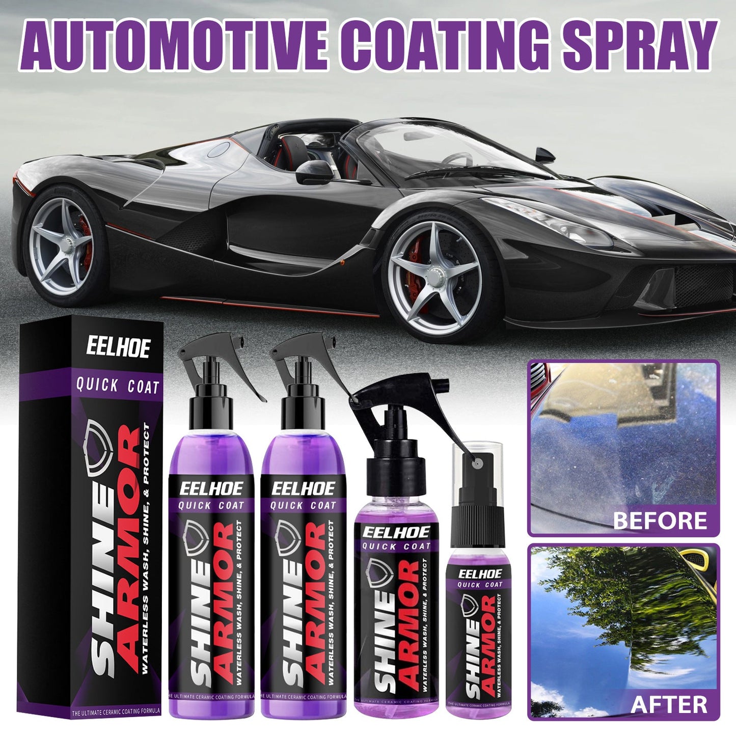 EELHOE purple coating hand spray wax micro-crystal coating car coating agent spray coating car nano coating agent 