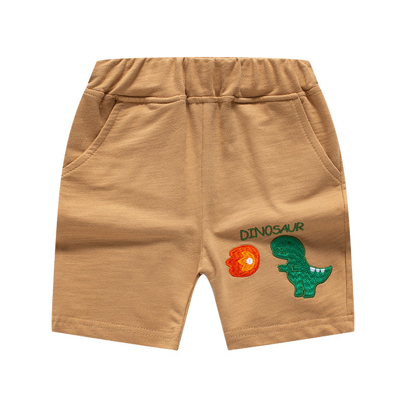 New Korean style summer children's shorts cartoon dinosaur embroidered pants boys' shorts one piece children's clothing wholesale