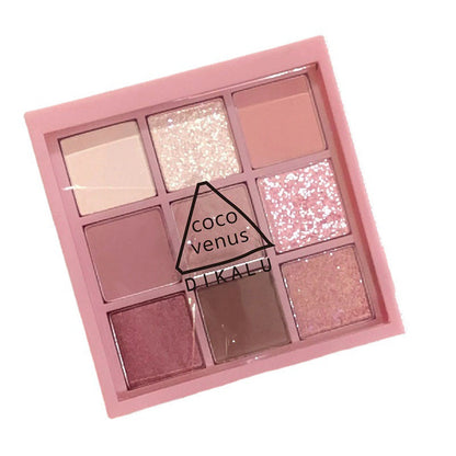 Internet celebrity transparent nine-square eyeshadow matte not easy to remove makeup atmosphere rose smoke powder nine-color eyeshadow palette cross-border