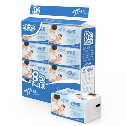 Skin-friendly, comfortable and flexible 8 large packs of quality tissue paper 480 sheets of 4-layer thickened maternal and child tissue paper free shipping