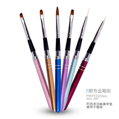 Cross-border nail art painting pen, pull-line pen, carved light therapy pen, multi-color metal pen holder, detachable cover brush set