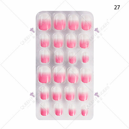 Zhifei manicure 24 ដុំក្នុងបន្ទះ បំណះក្រចកដែលអាចពាក់បាន ក្រចកសិប្បនិម្មិត បំណះកុមារ សិល្បៈក្រចក 