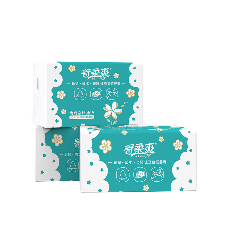 Skin-friendly and flexible log quality 420 sheets of large package toilet paper household paper towel 4 layers thickened paper manufacturer wholesale