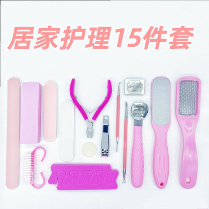 Women's care nail tools for hand nails set dead skin scissors and files for home manicure care 15-piece set