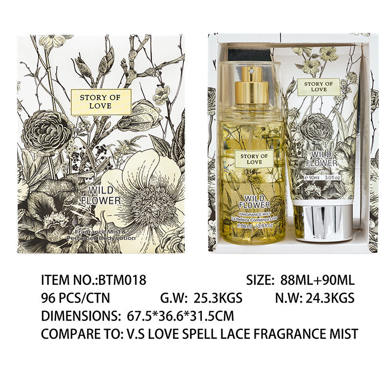 Cross-border supply of women's perfume Vietnam Southeast Asia Thailand box body lotion two-piece set lasting perfume wholesale